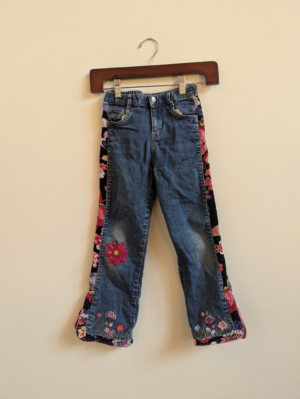 Vtg Y2K 6-7 Girls Children's Place Applique Flower Flare